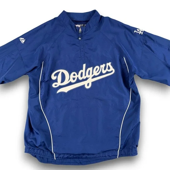 Los Angeles Dodgers Jacket Mens L Blue 1/4 Zip MLB Cool base Dugout VIntage